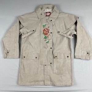 Australian Outback Collection Oilcloth Duster Coat Floral Western Vintage M USA